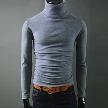 Men Winter Solid Turtleneck Sweater Male Autumn high collar Pullovers Thin and Soft Casual sweater Size 2XL