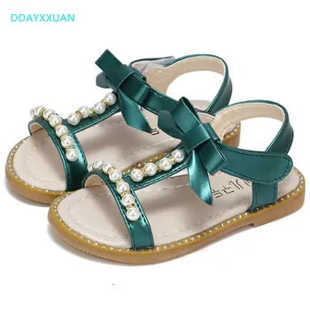 

Kids Sandals Girls Shoes with Pearls New Summer Bowknot Fashion Princess Girls Sandals Children Diamond Sandals For Girls