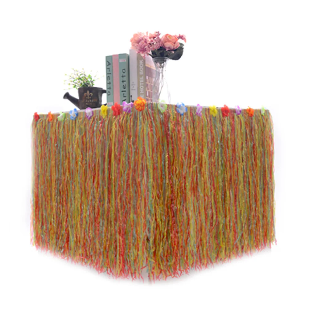 Hawaiian Party Table Skirt Plastic Desk Skirt For Summer