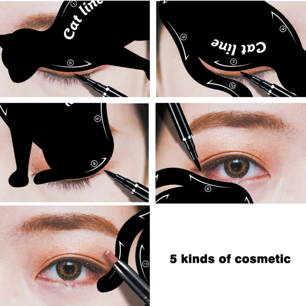 2 pcs/set Fashionable Women Cat Line Eye Makeup Eyeliner Unique Stencils Templates Makeup Tools Kits For Eyes Eyeliner Tools