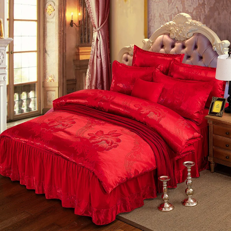 Whole Sale ! Luxury 4pcs Bedding Skirt 1 Piece Bed Skirt + 2 Pieces