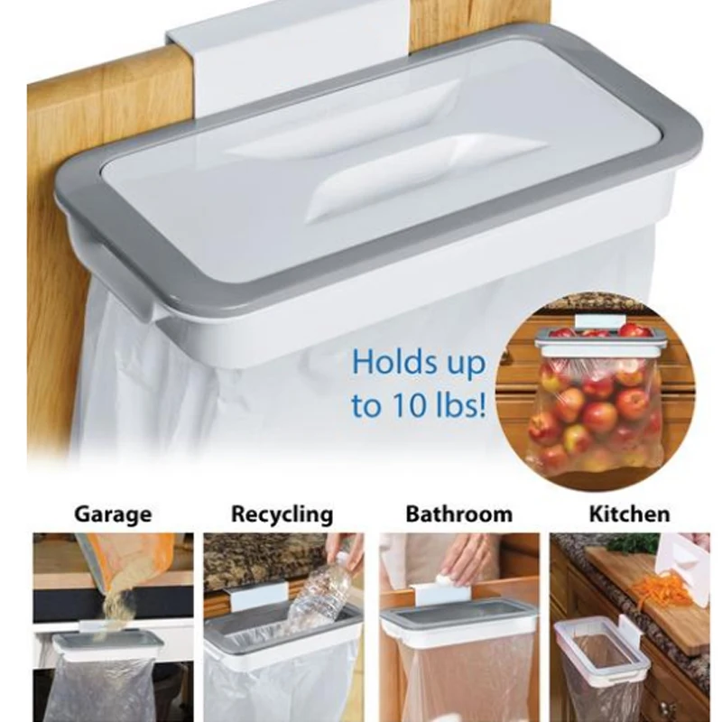 

Kitchen Trash Bag Storage Rack Cupboard Kitchen Bathroom Hanging Holders Trash Toy Food Container Kitchen Accessories Supplies