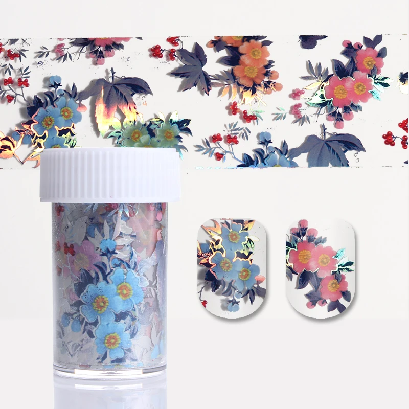 4*100 см цветочный дизайн Голографическая фольга для ногтей цветная бумага для маникюра переводная наклейка