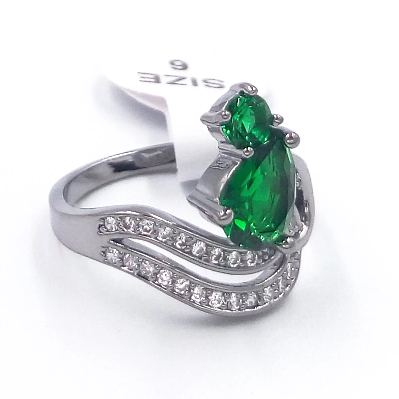

Sue Phil Bohemia women engagement rings jewelry stone serpentine prong setting crystal stone brass black gun plated drop ship