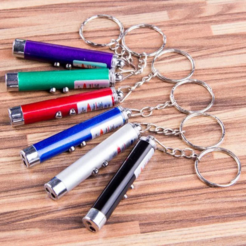 Mayitr 2 In 1 Mini Laser Pointer Pen Keychain Fashion LED Light Pocket