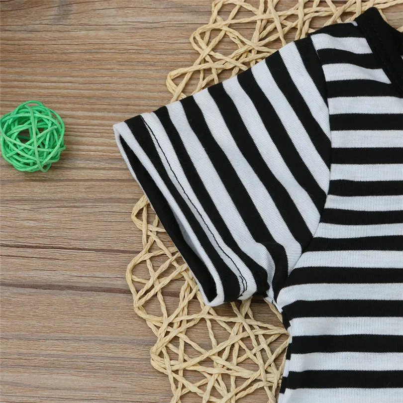 2019 new cute Toddler Baby Kid Girl Casual Short Sleeve Party Striped Princess Dresses Clothes fashion design (5)
