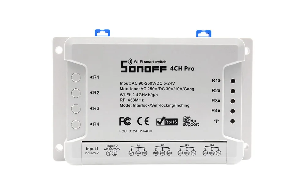 1-5 шт Sonoff 4CH pro R2 10A 4-канальный Wifi смарт-коммутатор 433 МГц RF Дистанционное Wifi освещение переключатель поддерживает 4 устройства работа с Alexa