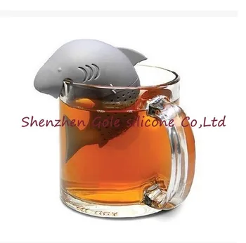 

500pcs/lot Phfu gros mignon Silicone requin Infuser vrac Herbal Tea Leaf passoire Spice filtre diffuseur