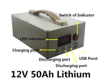 

12v 50Ah Lithium li ion battery pack with usb port and indicator for energy storage system solar street light campers motor home