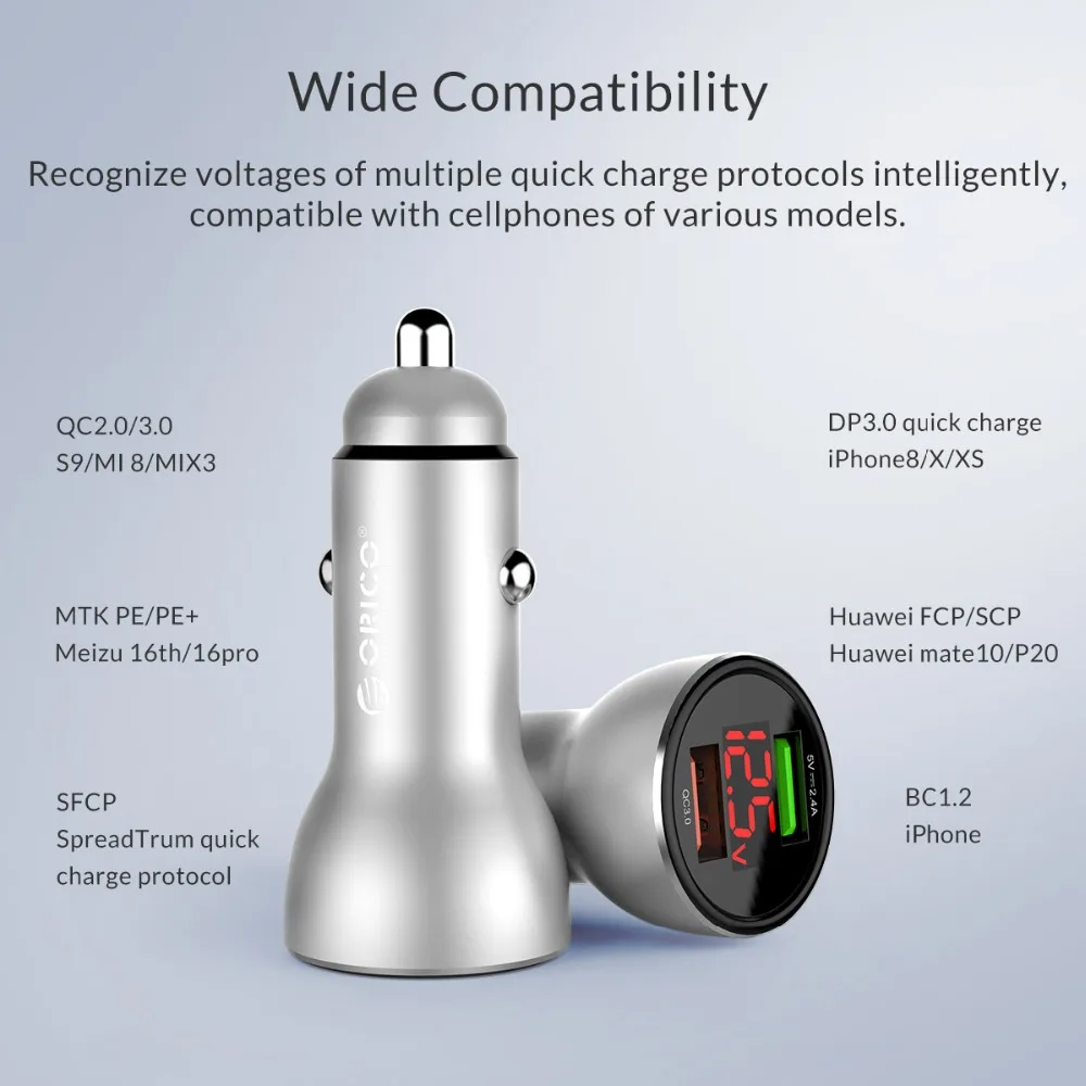 Умное автомобильное зарядное устройство ORICO Mini QC3.0 с USB 30 Вт|Зарядные устройства| |