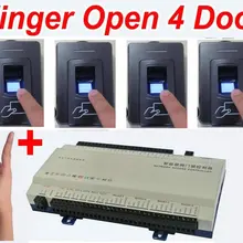 1 отпечаток пальца для открытия 4 двери системы, веб IP 4 двери управления панелью доступа+ 4 шт металла bioFingerprint биометрический+ EM ID кардридер