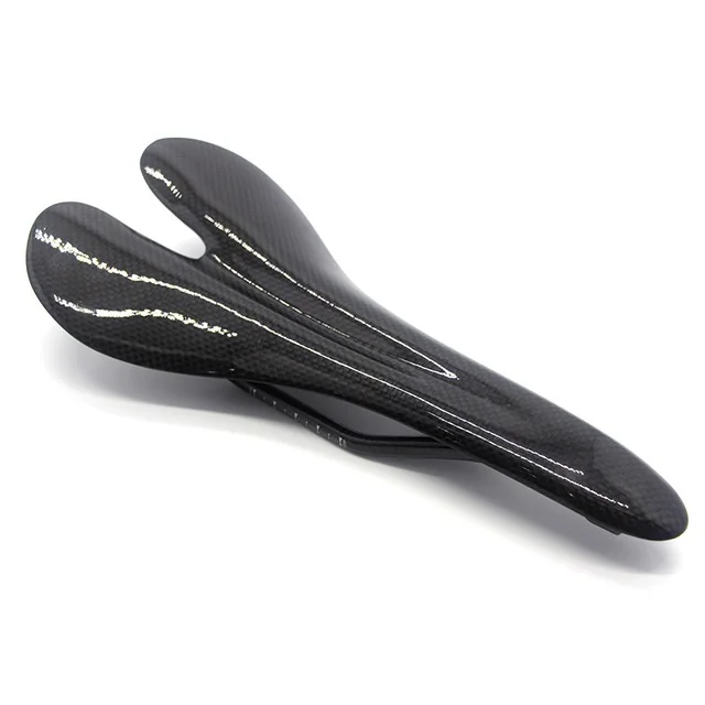 Bright black 1PCS Велосипед 3K углеродное волокно седло MTB горный велосипед складной дорожный велосипед двойной кронштейн Сверхлегкий велосипед седло черный T800 - Цвет: Bright black 1PCS