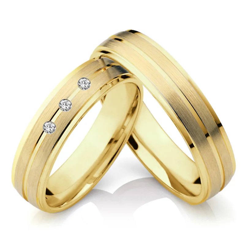 

Jewelry Alliances Couples Ring for Men Yellow Gold Color Wedding band promise Anniversary engagement rings for women