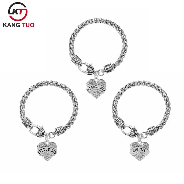 Best Sister Bracelet Middle Little Alloy Pendant Charms Best Sister Bracelet Middle Little Alloy Pendant Charms For Gifts 6pcs Lot