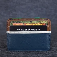Лидер продаж натуральная слой кожи коровы имя моды многофункциональный держатель карты банка кредитные карты бумажник мешок Magic слоты