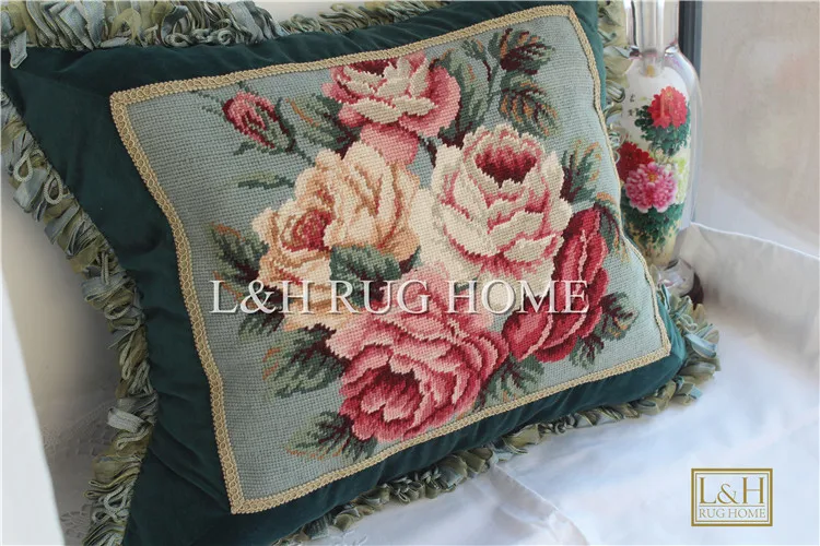 15 K 2" x 24" игольная подушка, ручная Подушка с цветочным дизайном без вставок