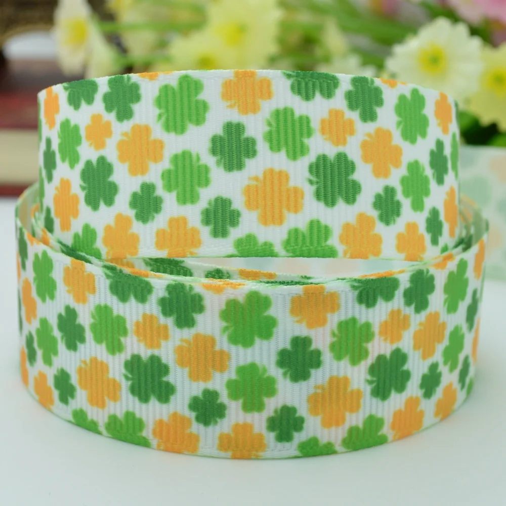 Clover green holiday ribbed DIY bow manual materials wholesale 22mm