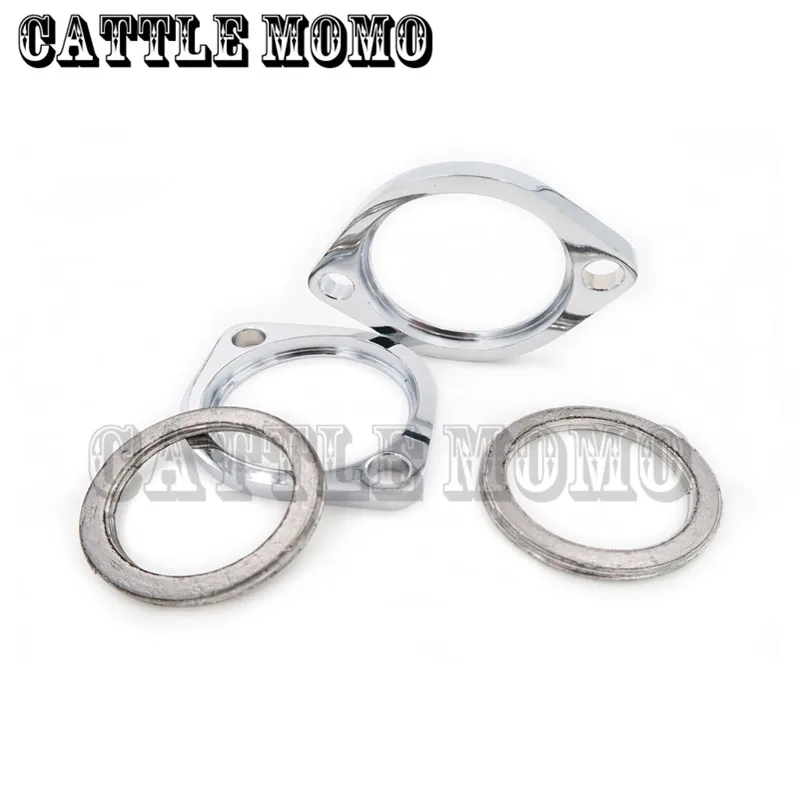 1 pair Motorcycle Exhaust Port RETAINING RINGS Studs Flanged Nuts Pipe