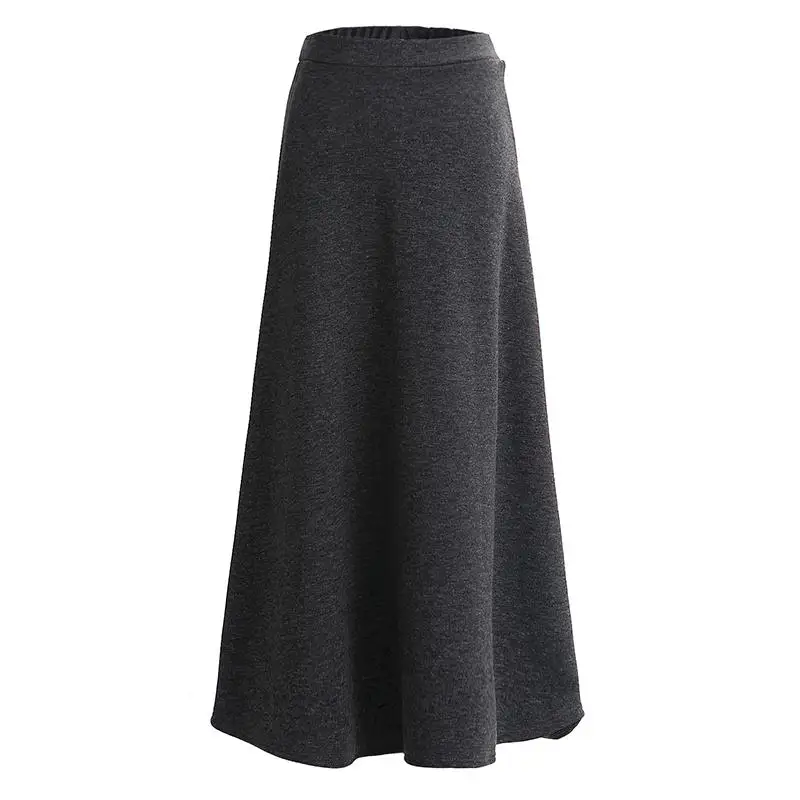 Gray 76cm VANGULL зима новые женские вельветовые плотные Юбки Высокая талия одноцветное бальное платье юбка осень Повседневная Эластичная юбка плюс размер - Цвет: Gray 76cm