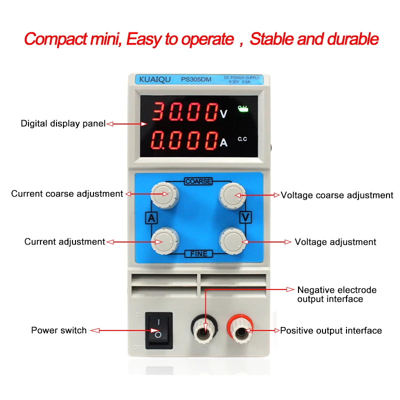 Лабораторный источник питания настольный источник цифровой блок питания 30 В 5А переключаемый источник+ тестер с измерительным наконечником+ крокодиловый зажим набор