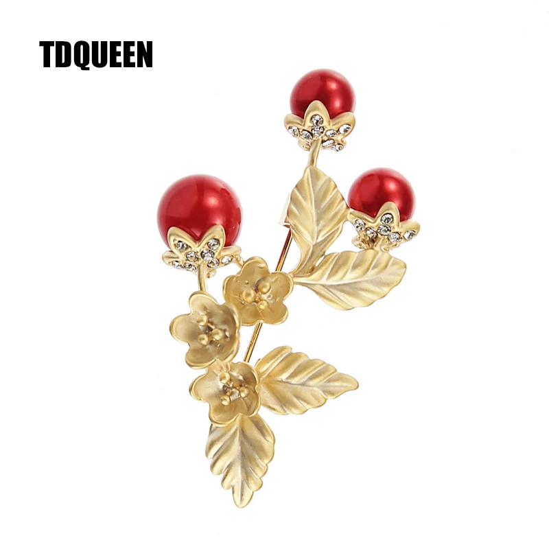 TDQUEEN броши красный цветок с искусственным жемчугом булавки и безопасная булавка