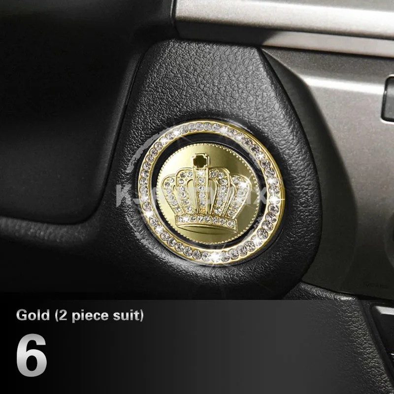 KJAUTOMAX Кристальное украшение для LEXUS GS300 200T300H 450H кнопка запуска двигателя логотип инструмент Outle наклейка кольцо-часы - Название цвета: 6.Golden