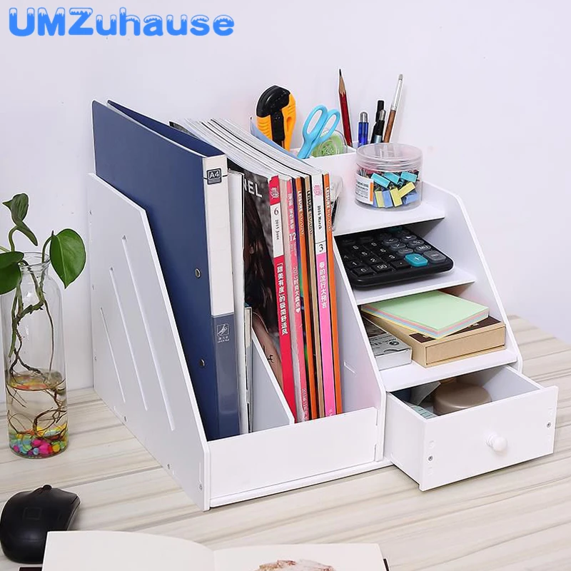

Simple Books Pencil Pen Stationery Brush Pot Bookshelf Desk Storage Case Organizer Drawer Divider DIY Home Office Organization