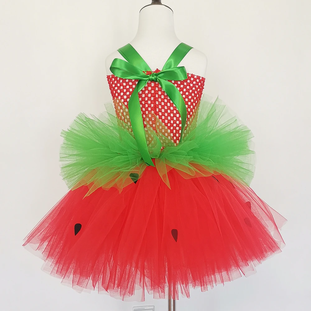 Red Green Strawberry Inspire Girls Tutu Dress Infant Baby 1st Birthday Party Photo Prop Dresses Kids Carnival Perform Costume cosplay costume