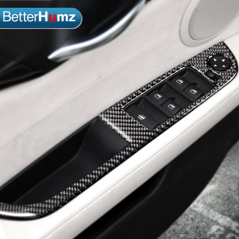 

Car Interior Carbon Fiber Window Lifter Control Frame Stickers Window Switch Decor Armrest Panel Cover For BMW Z4 E89 2009-2015