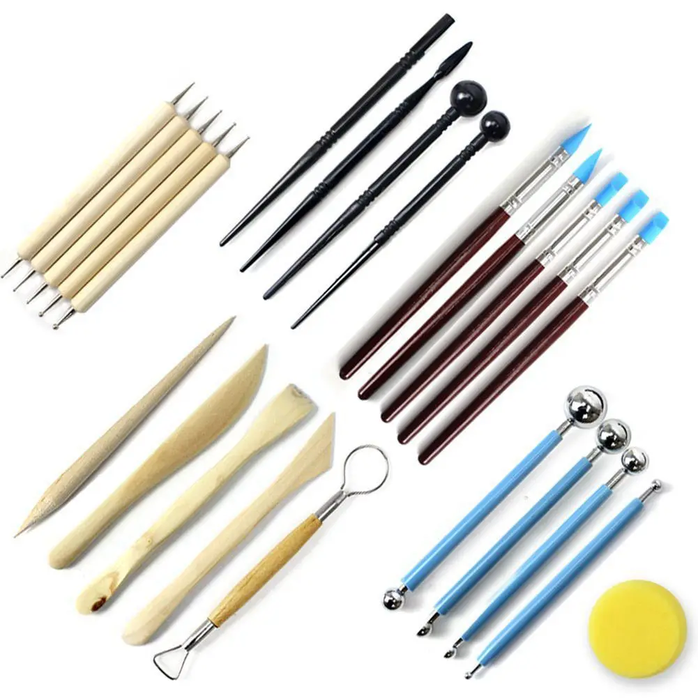 

SDFC-24pcs Ball Stylus Dotting Tools, Clay Pottery Modeling Set Carving Tools Rock Painting Kit for Sculpture Pottery