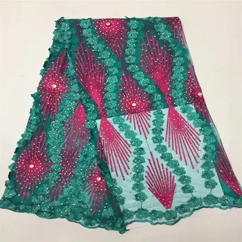 

HFX Free shipping (5yards/pc) high quality burgundy African French net lace fabric with stones and beads for party X195-1