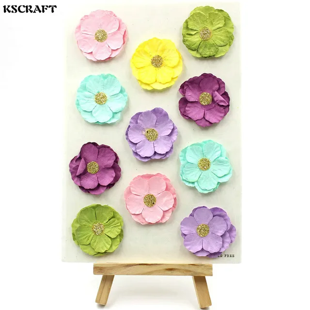 KSCRAFT Colorful Flowers 3D Self adhesive Paper Sticker for Scrapbooking/ DIY Crafts/ Card