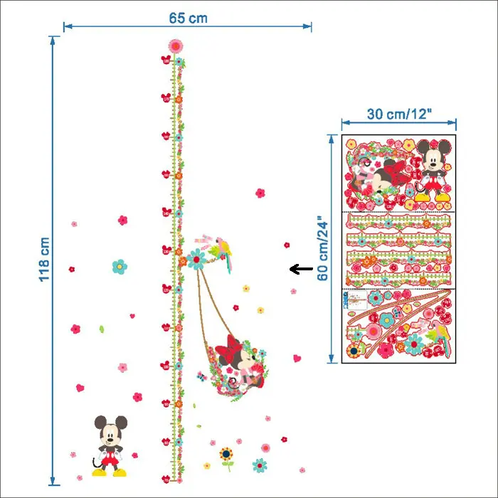 Горячая Микки Маус Минни виниловая настенная наклейка наклейки для детской комнаты Декор для дома наклейка мультяшная наклейка s