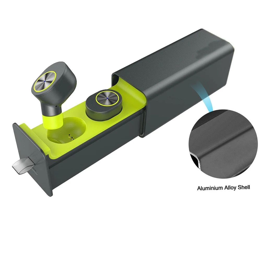 True TWS беспроводные наушники спортивные Bluetooth V5.0 наушники лучшие беспроводные наушники с микрофоном маленькая стерео гарнитура с защитой от пота - Цвет: Зеленый