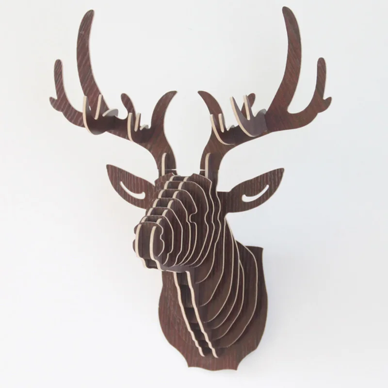 Free Shipping Diy Wooden Deer Head Wall Hanging Wall Decoration