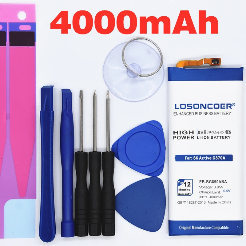 100% оригинал LOSONCOER 4000 мАч EB BG890ABA батарея для Samsung Galaxy G890A S6 Active LTE A G870A SM G890
