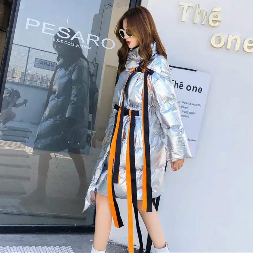 Hiver Veste L1513 De silver Épaissir Irrégulière Streamer Gray Black Chaud Mode Pain Manteau Parkas Femmes Boucle Lâche Coton Survêtement ftrxtZ