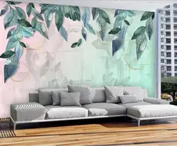 Листья тропических растений росписи настенные наклейки декор для спальня стены бумага рулонов обустройство дома Дерево Стиль расширение