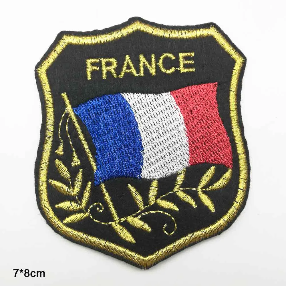 

France Flag Iron On Embroidered Clothes Patches For Clothing Stickers Garment Wholesale