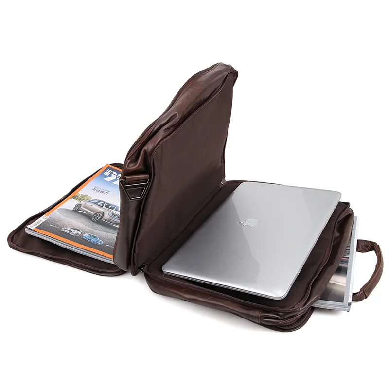 Leder Drei Multifunktionale Fach Einzigartiges Vintage Design Aktentasche Genuine Jmd Herren Umhängetasche Brown Handtasche 7093c I0ZRwAq4