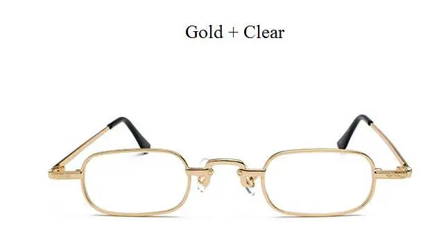 Винтажные очки в стиле панк, прозрачные Квадратные Солнцезащитные очки для женщин, ретро солнцезащитные очки для мужчин, новинка, красные, розовые, желтые брендовые маленькие металлические оправы - Цвет линз: Gold Clear