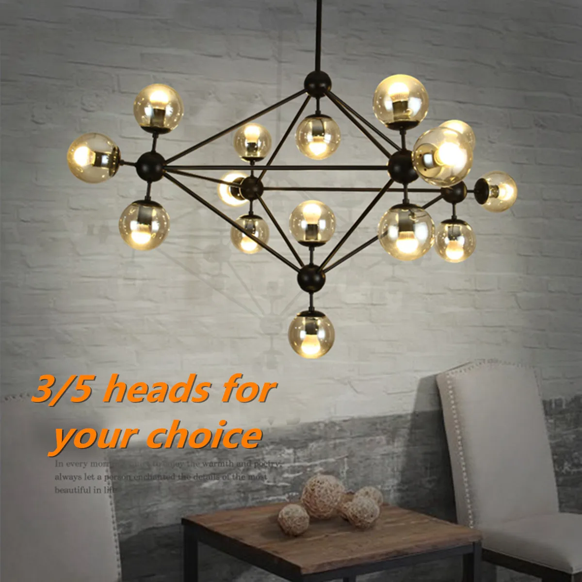 

E27 Modern Loft Pendant Light Hanging LED Lamp Fixture Kitchen Restaurant Bar Living Room Decoration Indoor Lighting 5 Heads