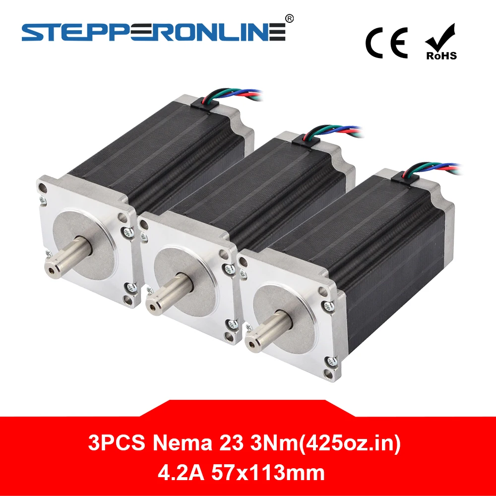 Шаговый двигатель Nema 23 3 шт. 3Nm/425oz.in 4.2A 4 свинцовый 10 мм вал 57x57x113 DIY фрезерный станок