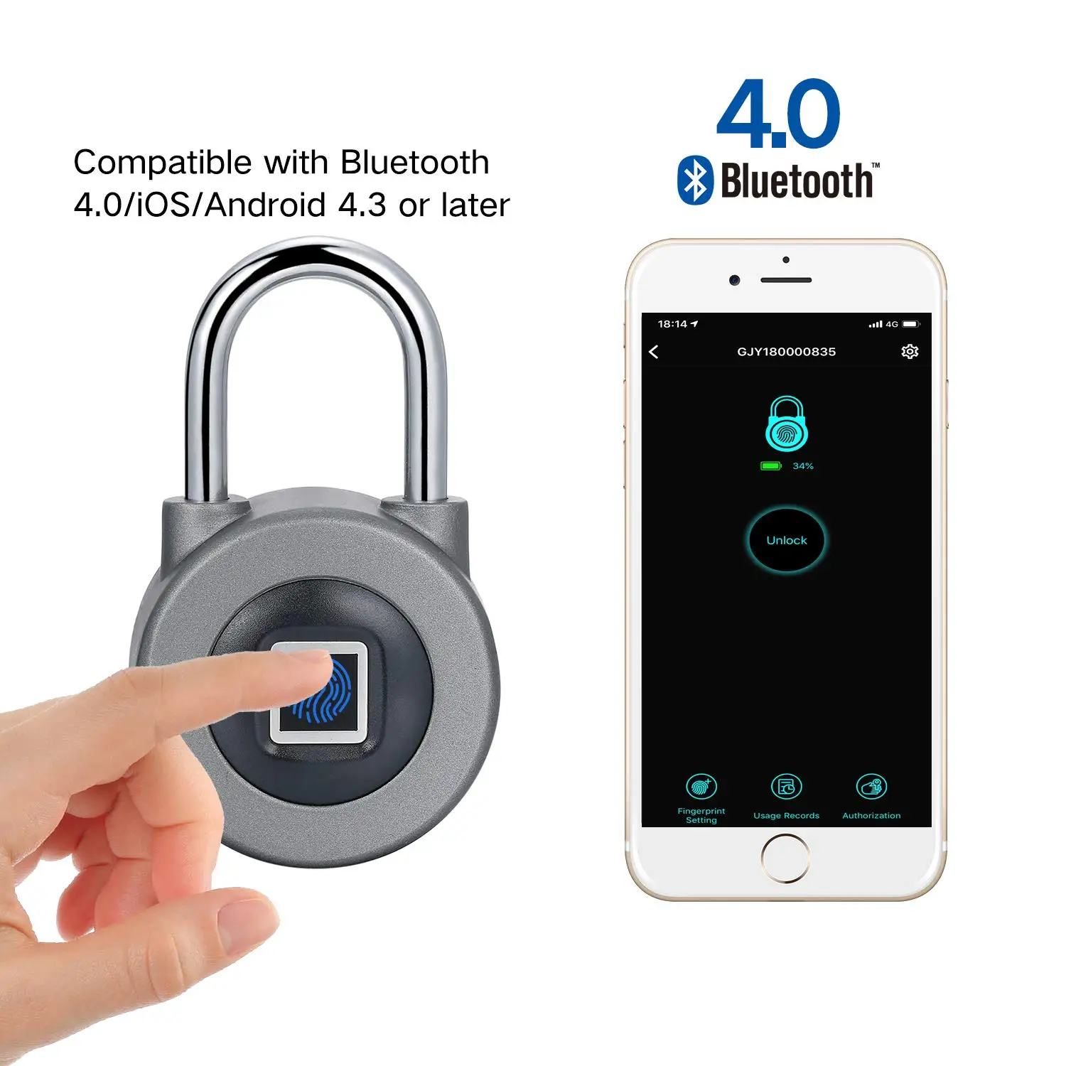Cdycam Водонепроницаемый без ключа портативный Bluetooth умный замок отпечатков пальцев замок Противоугонный iOS Android приложение контроль замок двери шкафа