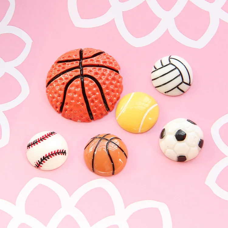 

10Pc/lot Flatback Flat Back Resin Cabochon Sports Basketball Football Earring Accessories DIY Scrapbooking Phone Case Decoration