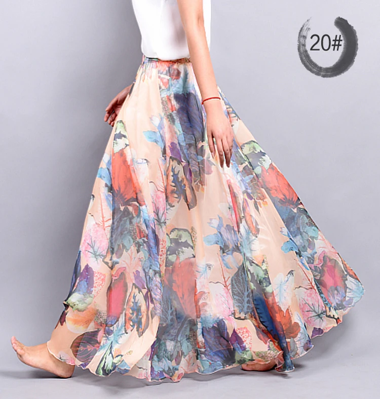 New Fashion Women Skirts Chiffon Pleated Skirt Beach Print long ... New Fashion Women Skirts Chiffon Pleated Skirt Beach Print long ...