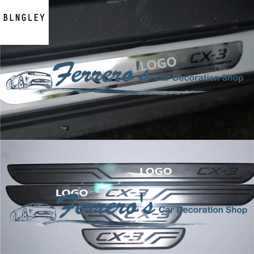 

for 2014 2015 2016 2017 MAZDA CX-3 CX3 CX 3 car styling sticker 4pcs/lot Stainless Steel Scuff Plate Door Sill decorative cover