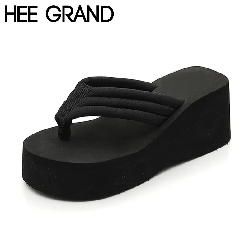 HEE GRAND Trifle/женские вьетнамки на платформе Простые повседневные однотонные Летние