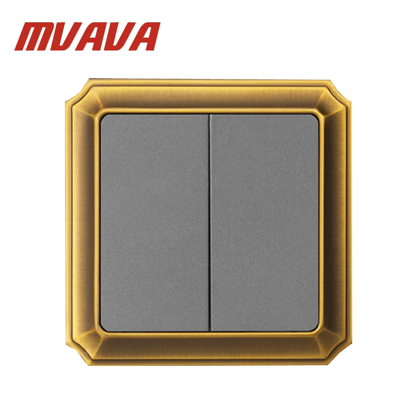 Us 12 99 48 Off Mvava 16a 110 250v Wall Switch Decorative 2 Gang Electrical Light Push Button Light Switch Luxury Bronzed Frame Factory Price In