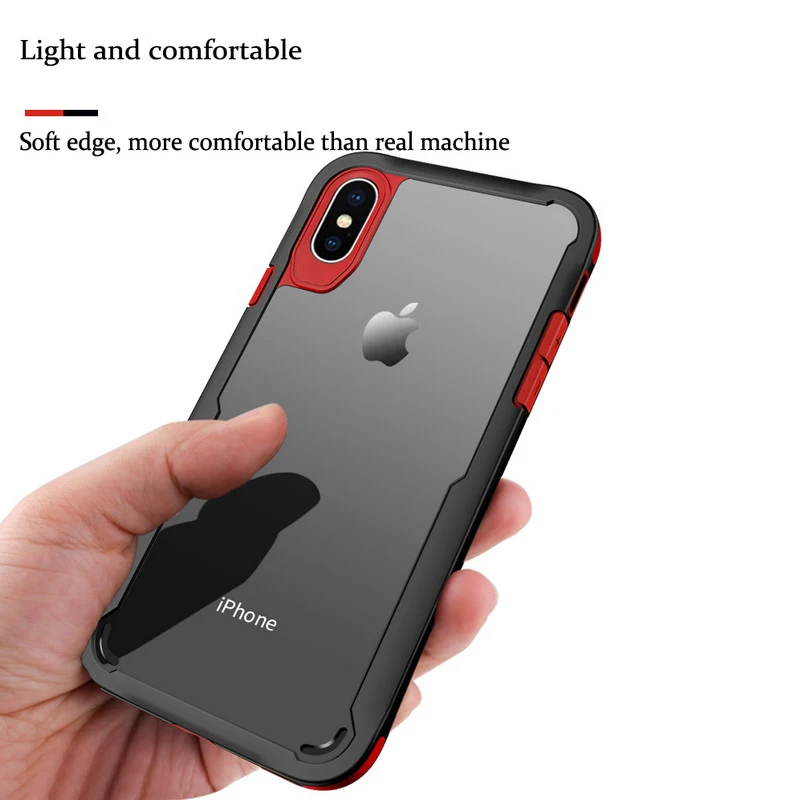 

YISHANGOU Ultra Slim Colorful Frame Transparent Phone Case For iPhone X 10 8 Plus 6 6S 7 Plus Soft TPU Silicon Shockproof Cover